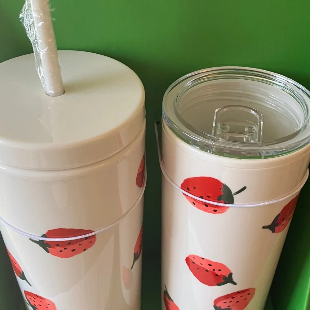Kate Spade: NIB Strawberry Print Tumbler Duo- set of 2